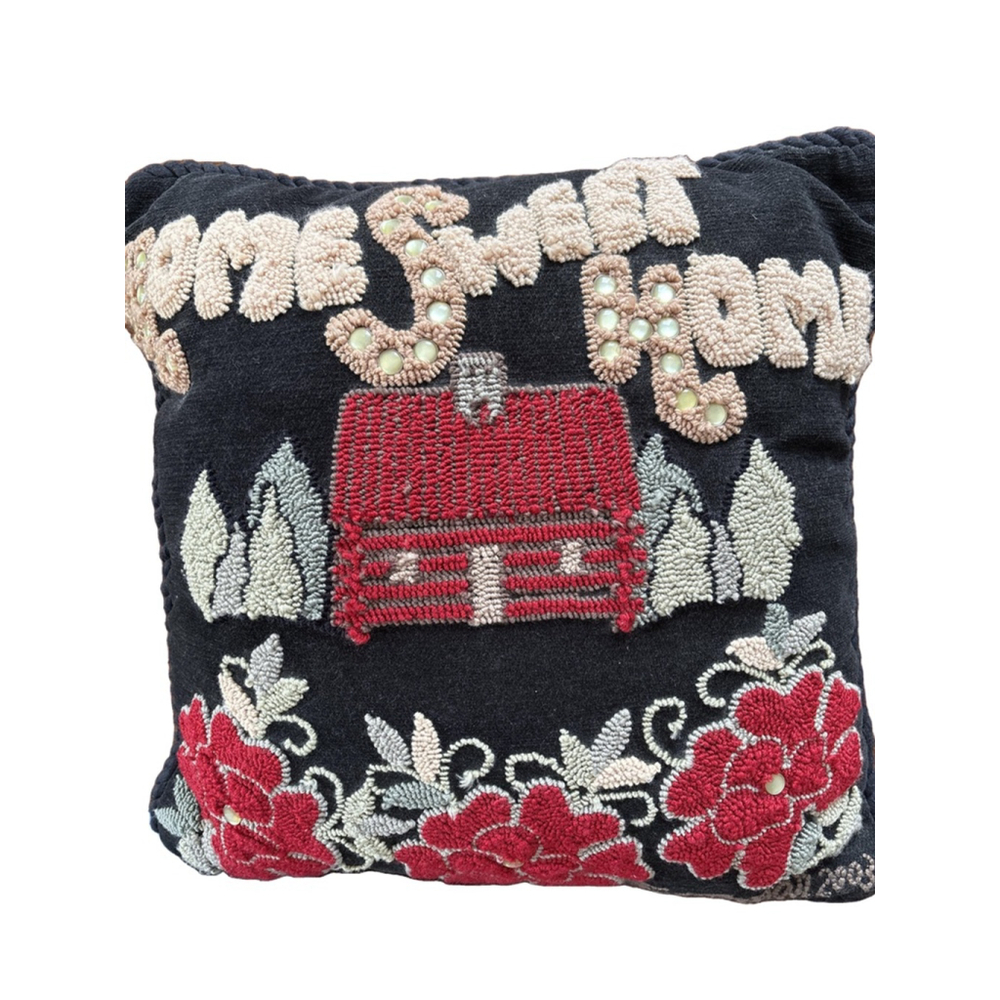 2003 Collectable Judi Boisson Home Sweet Home Pillow Black Red